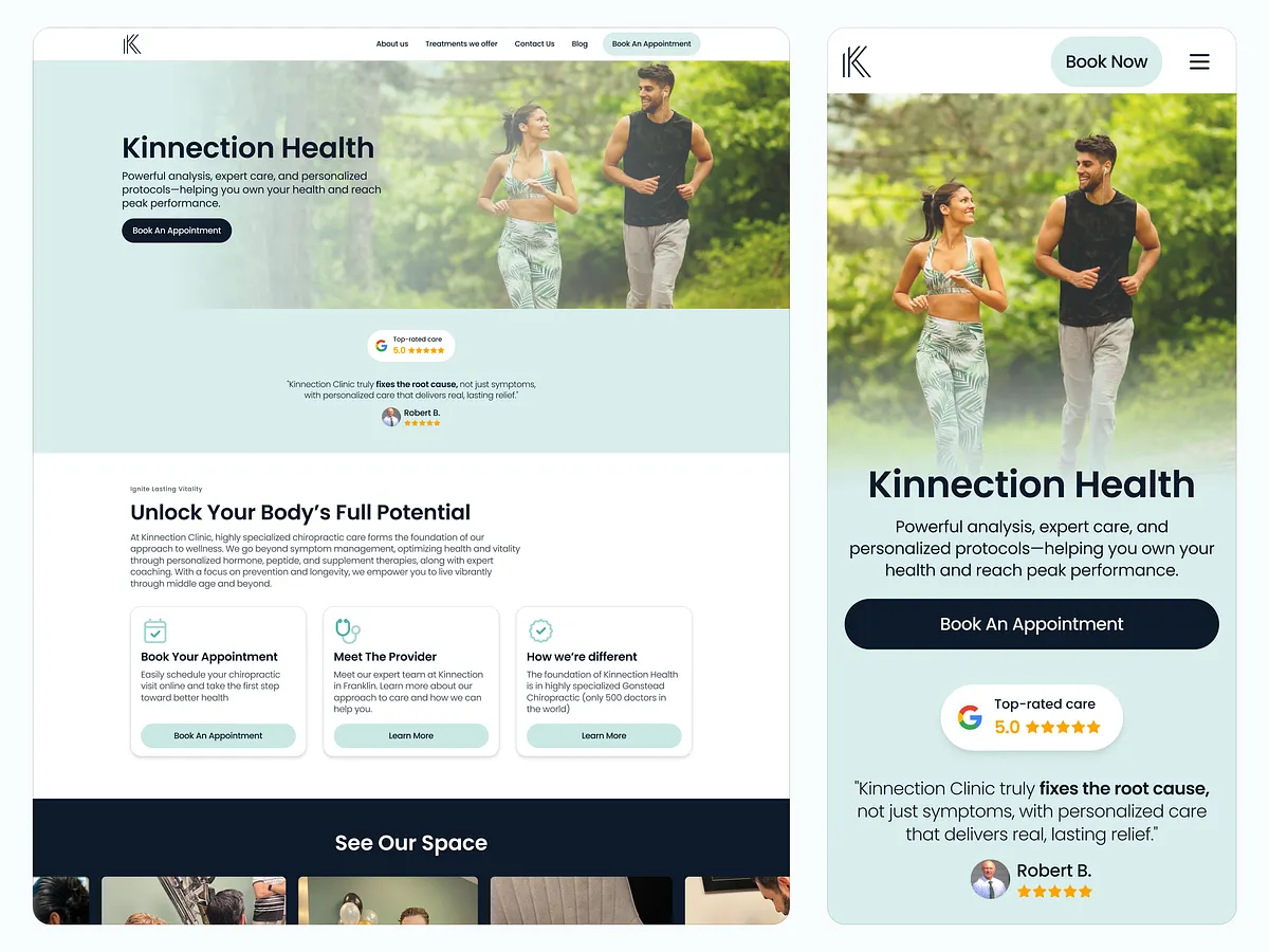 Responzívny web pre chiropraktickú kliniku na počítači a mobile